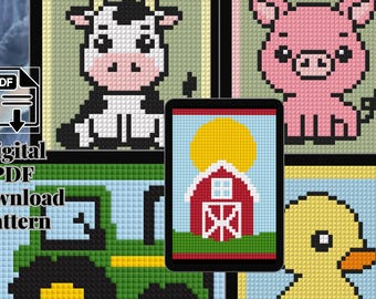 Barnyard FIVE Pattern Bundle (4) - C2C Crochet (Crib Size) - PDF Downloads