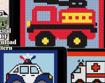 Emergency Vehicle Bundle - C2C Crochet Blanket Patterns (x3 Digital PDF Downloads)