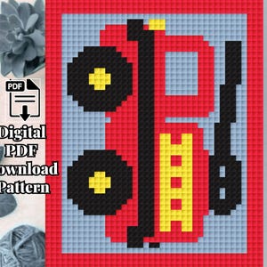 Red Fire Truck Mini - Nursery Decor - C2C Crochet Blanket Pattern (Digital PDF Download)