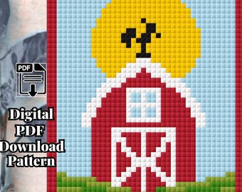 Little Red Barn Advanced Mini-Vol2 - Crib Size C2C Crochet Blanket Pattern (PDF Download)