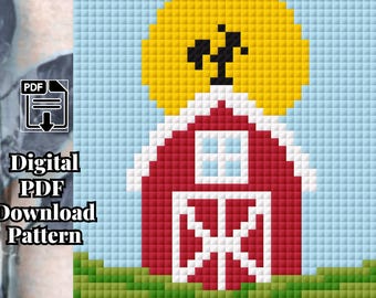 Little Red Barn Advanced Mini-Vol1 - Crib Size C2C Crochet Blanket Pattern (PDF Download)