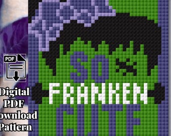 So Franken Cute - Frankenstein Girl - Monster - C2C Crochet Blanket Pattern (PDF Download)