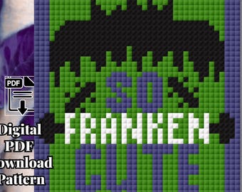 So Franken Cute - Frankenstein Boy - Monster - C2C Crochet Blanket Pattern (PDF Download)