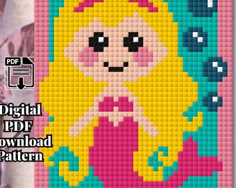 Mermaid Vibes - Pink Baby Girl Nursery- C2C Crochet Blanket Pattern (PDF Download)