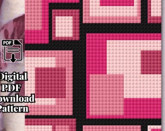 Contemporary - Modern Geometric- C2C Crochet Blanket Pattern (Digital Download)