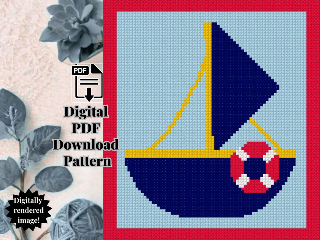 Nautical Theme Sailboat C2C Crochet Blanket Pattern (instant Digital ...