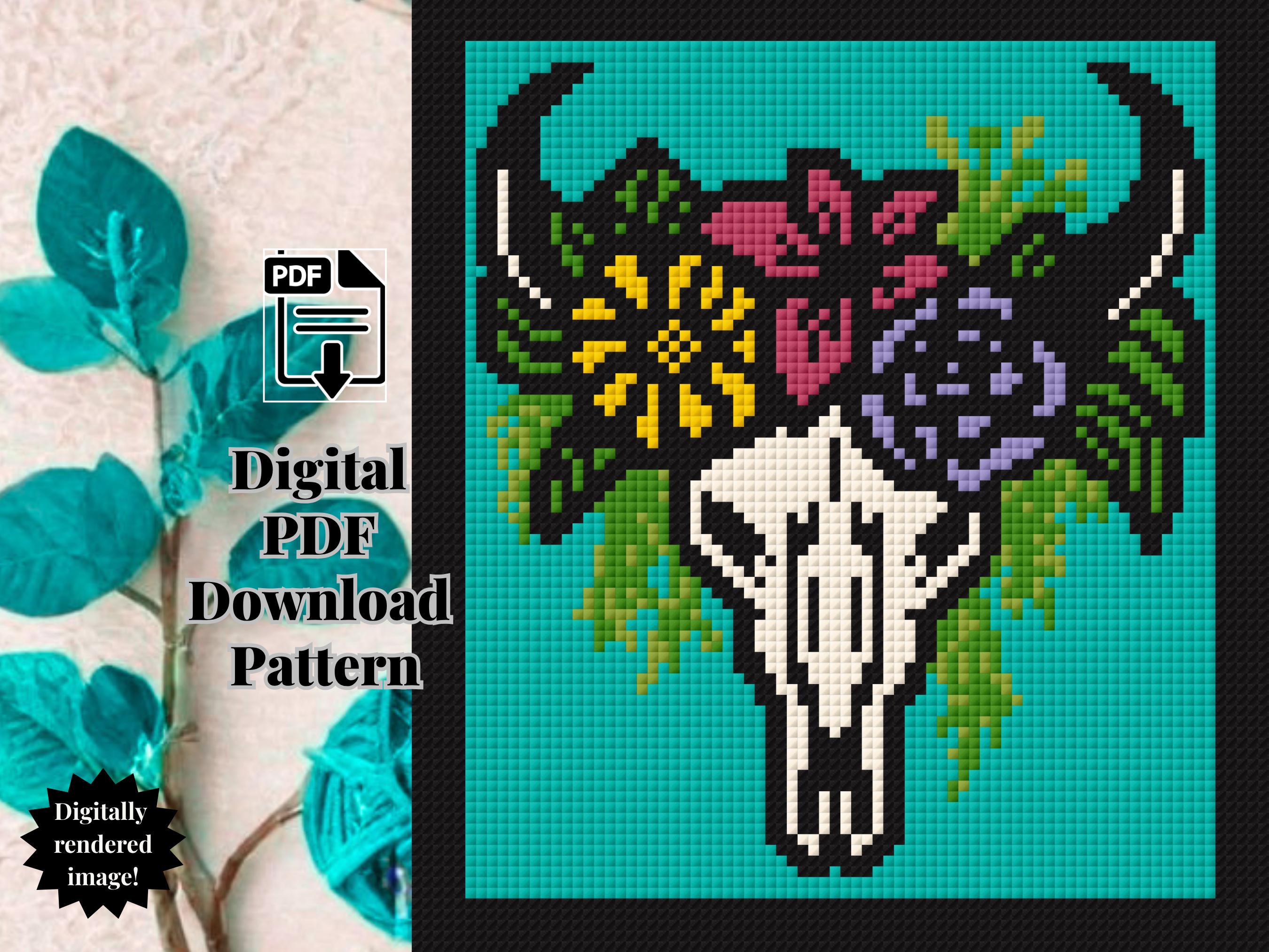 Longhorn Western Boho Skull C2C Crochet Blanket Pattern