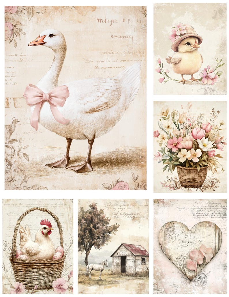 Vintage Bunny Floral Junk Journal Kit | Shabby Chic Cottage Spring ...