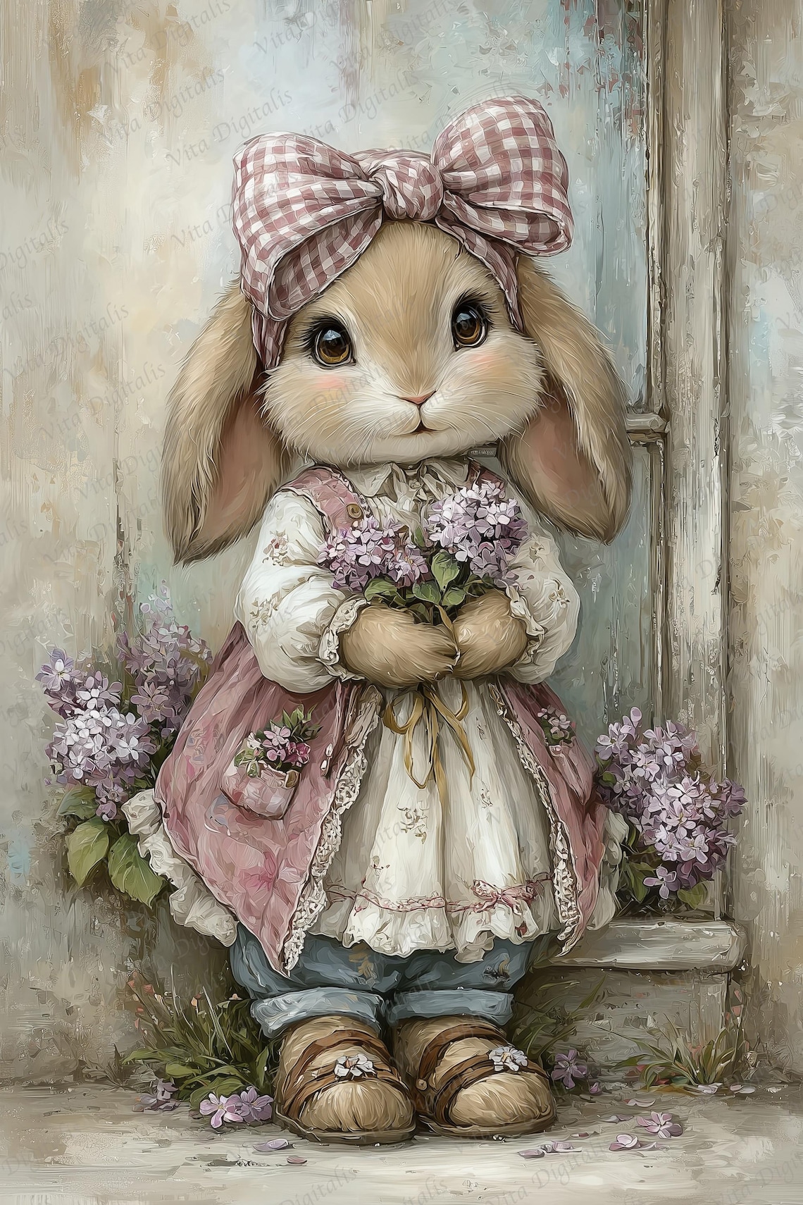 Cottage Core Rabbit Vintage Bunny Illustrations, Cottagecore Easter Art, Nursery Prints ...