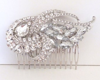 Wedding Bridal Hair Comb - Silver Gold Plated Fancy Rhinestone Crystal Wedding Hair Accessories Bridal Hair Jewelry