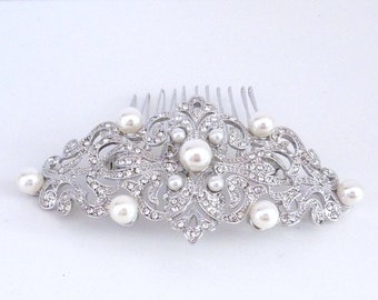 Wedding Bridal Hair Comb - Silver Gold Plated Pearl Rhinestone Crystal Wedding Hair Accessories Bridal Hair Jewelry