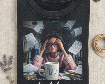 Fabriqué jusqu'en mai, chemise enseignant, chemise couleurs confort visage de poupée, chemise enseignant, chemise dernier jour d'école, t-shirt de fin d'année