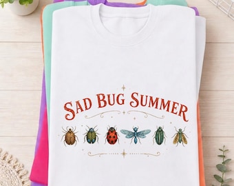 Sad Bug Summer Shirt, Cute Whimsical Insect Tee, Indie Nature Aesthetic T-Shirt, Vintage Bug Graphic Tee