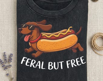 Chemise pour hot-dog 4 juillet, chemise pour hot-dog teckel, chemise pour chien viennoiserie drôle, chemise pour chien sauvage mais libre, chemise graphique amateur de chien patriotique