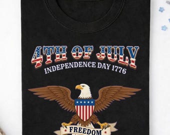 T-shirt aigle de la liberté rétro du 4 juillet Comfort Colors®, t-shirt du jour de l'indépendance patriotique, aigle drapeau américain des Etats-Unis, cadeau patriotique