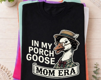 Dans ma chemise d'oie de porche, t-shirt d'oie de maternité rétro drôle, t-shirt d'ère de maman de couleurs de confort, cadeau pour maman