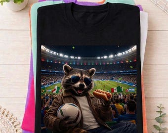 Comfort Colors® Funny Raccoon Soccer Fan 2026 Shirt, Raccoon Hot Dog Meme Tee, Football Summer Outfit, USA Sports Tee, Game Day