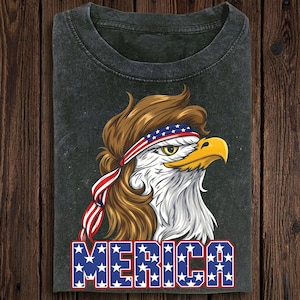 Eagle With Mullet Merica Shirt, Funny 4th of July Shirt, Patriotic USA Flag Shirt, American Pride Meme Shirt, Independence Day Party Shirt