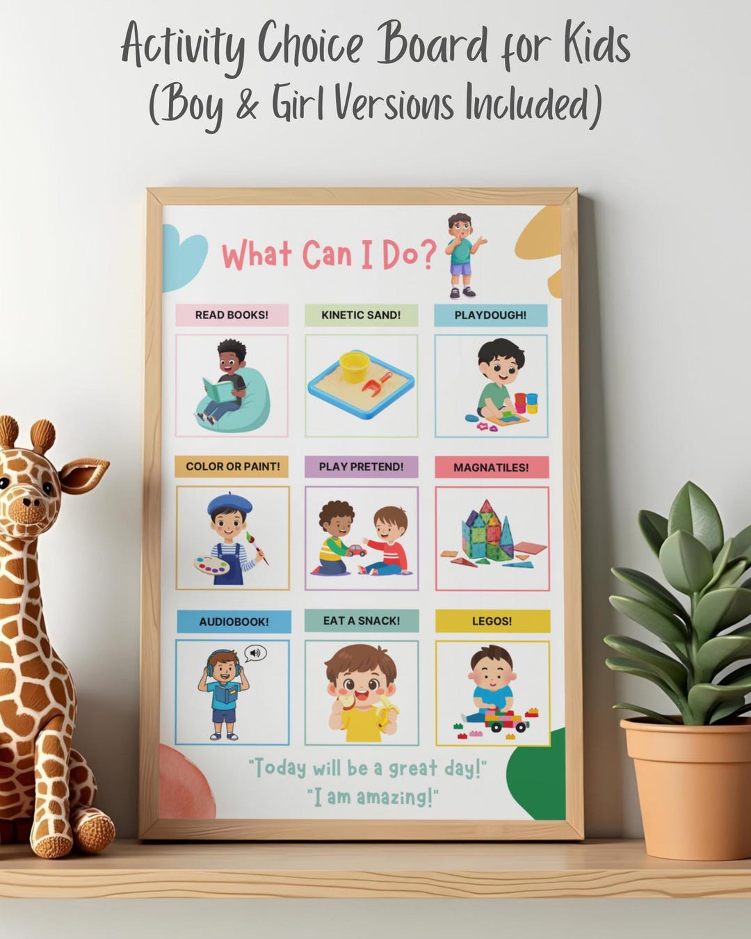 Activity Choice Board for Kids (printable PDF) - Etsy