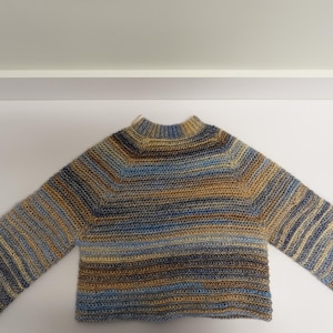 One-of-a-Kind Variegated Crochet Sweater – Earthy Raglan Jumper with Video & Thermal Stitch (Relaxed Fit)