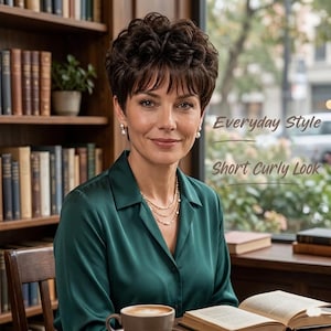 Short Curly Pixie Wig with Bangs | Natural Looking Synthetic Wig for Women | Lightweight Everyday Hairstyle Wig | Easy Daily Wear