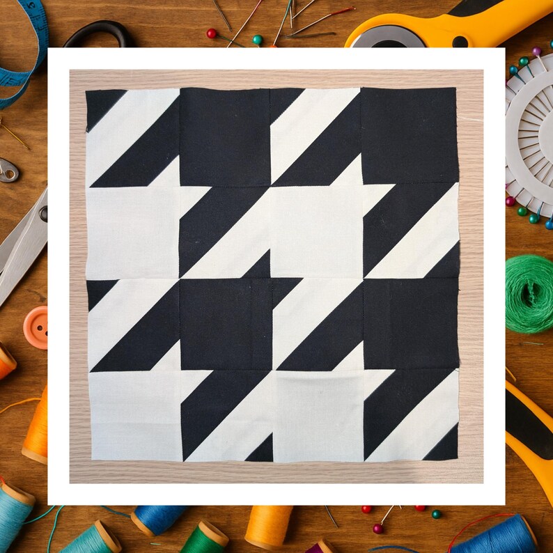 Houndstooth Quilt Block Pattern | 12-inch Beginner Sewing (PDF Pattern ...