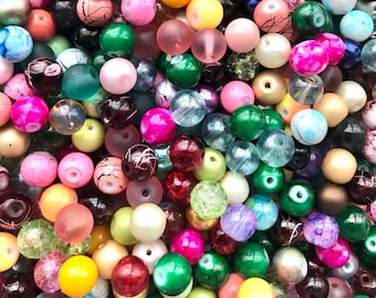 8 mm Sortierte Glasperlen-Mix: Verschiedene Farben, Stile