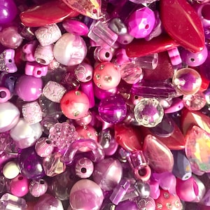 Violet Acrylic Bead Soup Mix: Assorted Purple Pink Beads