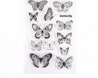 Butterfly Silicone Stamp Set: Scrapbooking Craft Stamps (13 Piece)