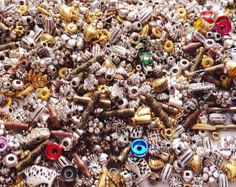 Bulk metalen tussenkralen: antiek zilver, goud, bronslegering mix (4-12 mm)