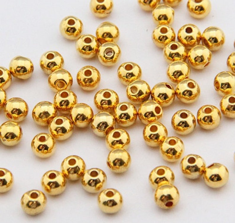 Gold Spacer Beads 4mm Small Metal Spacers for Jewelry or Etsy