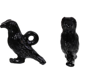 black raven charm, enamel 3D crow charm, Halloween mystical bird charms