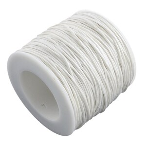 White Waxed Cotton Cord: Eco-Friendly Jewelry Thread, 1mm, 100 Yards