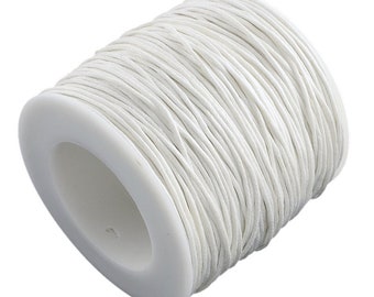Waxed cotton thread , eco-friendly 1mm waxed cord, 100 yard roll, white