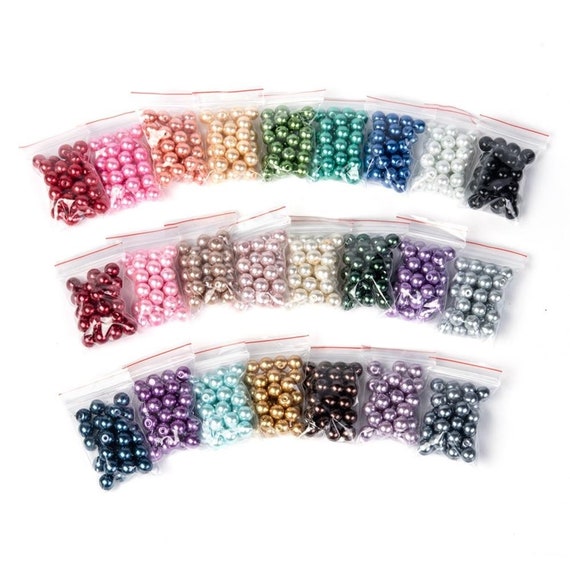 6mm Glass Pearl Beads: Faux Pearlized Craft Supplies, 24 color choices