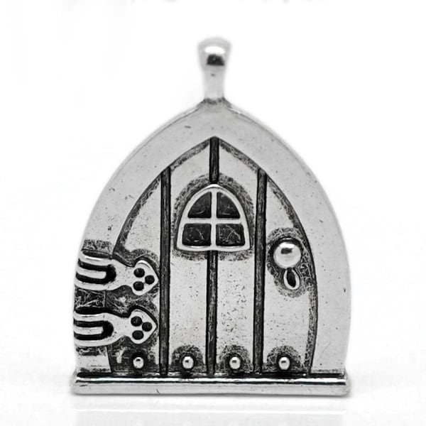Fairy Door charms,  Antique Style large silver charm, detailed keychain or pendant charm