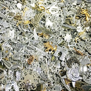 Bulk pendant charm mix, assorted grab bag of charms, silver mix charms, pendant charms for jewelry