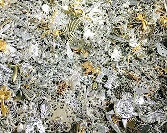 Bulk Silver Tone Charm Mix: Assorted Pendants for Jewelry Making