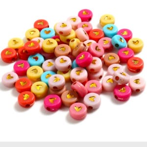 7mm Heart Beads: Gold Foil Acrylic Beads for Jewelry Making