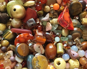 Oranje kralensoepmix: kristal, glas, steenkralen