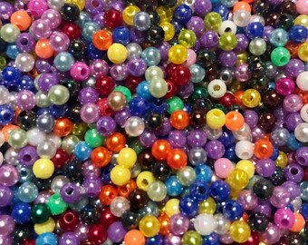 Pearl bead mix, 4mm acrylic beads, assorted mix of colors