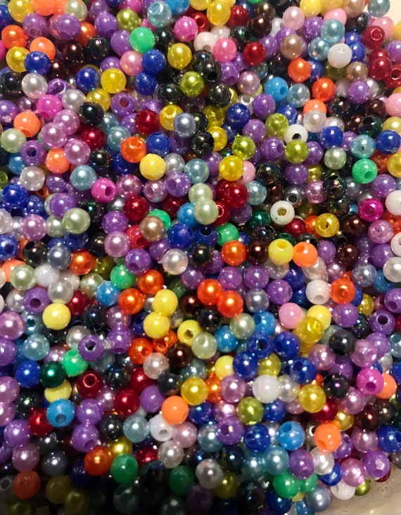 Pearl bead mix, 4mm acrylic beads, assorted mix of colors