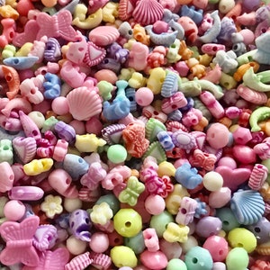 Mélange pastel de perles acryliques assorties Super mélange pastel de formes rondes de fleurs d&#39;animal choisir au moment du paiement