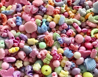 Bulk Pastel assorted acrylic bead mix Pastel super mix animal flower round shapes pick total at checkout