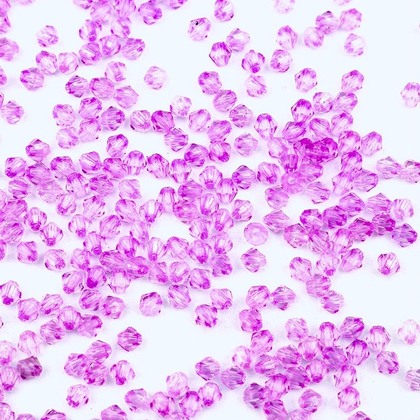 Purple bicone beads, small  4mm acrylic beads, comes in purple or pale blue bead lots