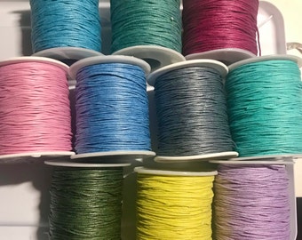 Waxed cotton cord, 1mm thread for macrame beads and crafts and bracelet making ecofriendly cotton cord Lot #2