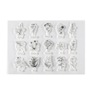 Lot de 15 tampons en caoutchouc fleurs et plantes non montés pour scrapbooking, travaux manuels, encre de marquage à l'argile