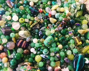 Green Bead soup, bulk Bead Mix in assorted   Crystal Glass Bulk beads mixed sizes bulk green beads