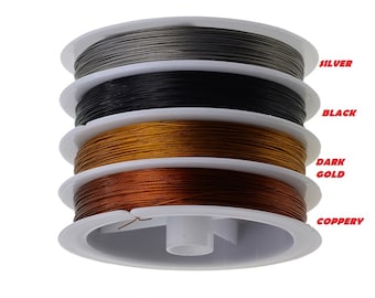 Tiger tail beading wire, assorted colors 0.38mm nylon coated flexible wire  28 gauge