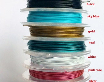 Tiger tail beading wire 0.38mm nylon coated flexible wire pick colors colored wire wire 28 gauge